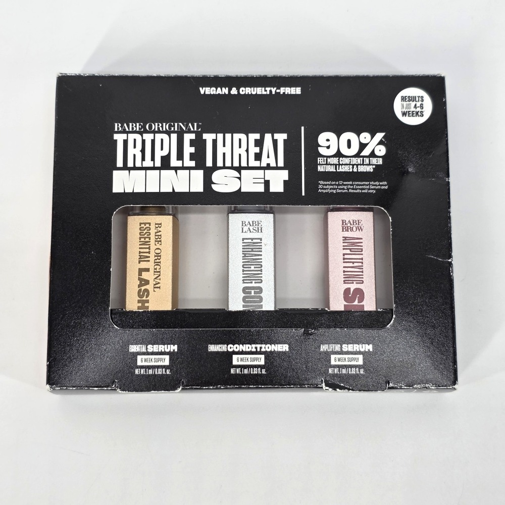 Babe Original Triple Threat Mini Set Lash Serum Conditioner Brow Serum 3 Pack